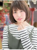 ナチュラルモード斜めバング黒髪ぶつ切りボブc5大宮20代30代40代