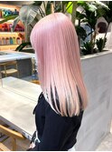 ダブルカラーピンクベージュベージュカラーケアブリーチレイヤー