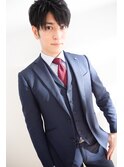 アップバングモテる流行イケメン黒髪モテ髪ツーブロックビジネス