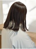 ブラウンベージュカラーブリーチなし外ハネ結べる長さ艶髪暗髪