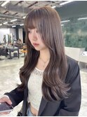 ロングレイヤー 重ためレイヤー ブラウンベージュ 春カラー