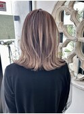 バレイヤージュ×ミルクティーベージュ