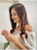 レイヤーカットゆるロングブリーチなしオレンジベージュ