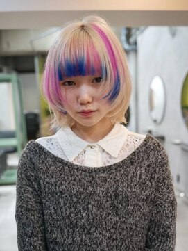 原宿/ウルフカット レイヤー デザインカラー ルーツカラー 