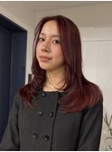 レディース レッドカラー ブリーチなしダブルカラー
