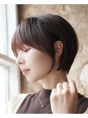 大人可愛い20代30代40代黒髪前下がりショートボブ丸みショート◎