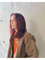 メンズヘア アリエス(men's hair ARIES)&nbsp;ボルドーカラー×メンズロング