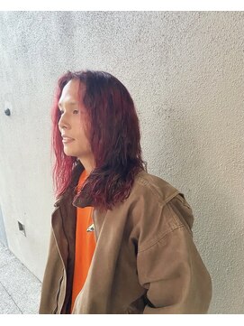 メンズヘア アリエス(men's hair ARIES) ボルドーカラー×メンズロング
