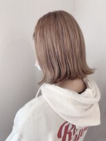 【山田】お客様スタイル☆外ハネ切りっぱなしボブピンクベージュ