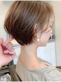 ブリーチなしカラー顔まわり簡単スタイリング丸みショートボブ