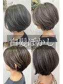 30代40代50代白髪ぼかしハイライト/白髪/ショートカット
