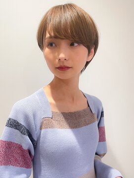 マイラ 銀座(myla) デザインカラーレイヤーカットウェットヘアオリーブベージュボブ