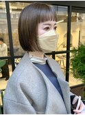 前髪短めワンレンボブ/ラインボブ/グレージュ