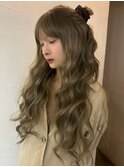 ☆ブリーチなしダブルカラー オリーブ オリーブベージュ ボブ