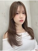 韓国レイヤーカット/ヨシンモリフェイスレイヤー/艶髪カラー