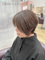 キセイ イオンモール新利府北館店(KISEI) 白髪ぼかしカラー×グレージュ【30代~60代】横顔美人◎ショート