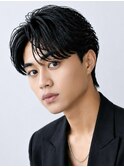 毛流れセンターパートウルフニュアンスパーマ黒髪リクルート