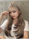 ミルクティー×裾カラー