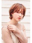 ブラウニーカラーで大人かわいいほつれパーマボブ