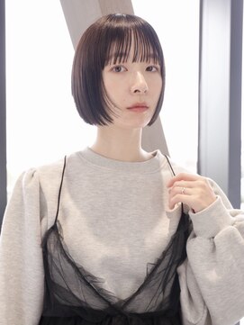 エムスラッシュ みなとみらい馬車道店(M SLASH) 切りっぱなしボブ/コンパクトボブ/カーキアッシュ/艶髪