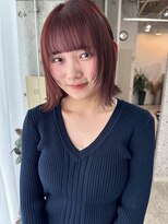 ワインレッドカラー/暖色系/ダブルカラー/レイヤーカット/ボブ