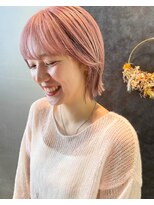 ロンドシエル 横浜(Lond ciel)&nbsp;ピンクベージュ/ハイトーン/ボブ/切りっぱなし