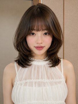アフロート ディル(AFLOAT D'L) 大人（シースルー）前髪面長ミディアムレイヤー20代30代40代