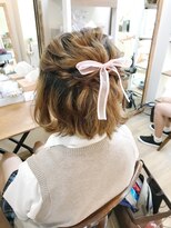 ロカット サロン(Roquat Salon) ボブ波ウェーブリボンアレンジ【ヘアアレンジ 立川/立川南】