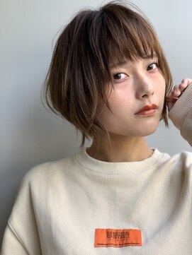 小顔ショートボブ ラフな束感 L ブラウヘアアンドケア Care のヘアカタログ ホットペッパービューティー