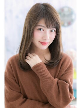 ミック ヘアアンドメイク アップ 駒込店(miq Hair&Make up) 好感度ココアブラウン♪斜めバング×ナチュラルストレート