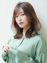 ニーフ 恵比寿(neaf)&nbsp;黒髪グレーベージュレイヤーロング前髪パーマ　市毛