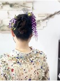 卒業式に編み込みお団子ヘア