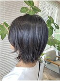 グレージュアッシュ大人可愛い似合わせ耳かけボブ