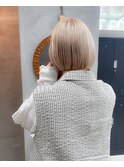ブロンドヘア外国人風ミニボブホワイトブロンド金髪ベージュ
