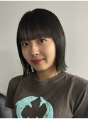 大人ボブ　切りっぱなしボブ　黒髪スタイル　縮毛矯正　髪質改善