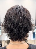 渋谷メンズマッシュウルフカットシャドウパーマ波巻きスパイラル