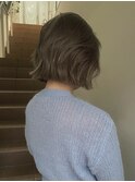 ブリーチなしダブルカラータッセルボブオリーブグレージュ30代