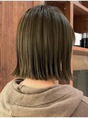 ★秋のオリーブベージュ/外ハネボブ/ストレートボブ切りっぱなし