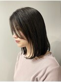 シアーストレートヘア/鎖骨ミディアムヘア/小顔