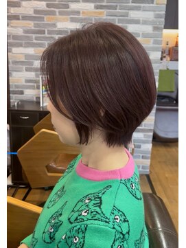 【lotus下枝】大人ショート/ブリーチなし/カシスレッド