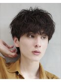 渋谷シャドウパーマメンズマッシュウルフセンターパートカット