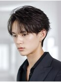 フェザーパーマセンターパートニュアンスパーマ韓国マッシュ黒髪