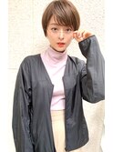 大人可愛いショート 小顔ショートボブ 黒髪でも可愛いショート