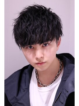 ネイビー(NAVY) 波打ち 波巻き ショートマッシュ 黒髪 メンズ ツーブロック