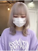 斜めバング/グレージュカラー/デザインカラー/シルキーベージュ