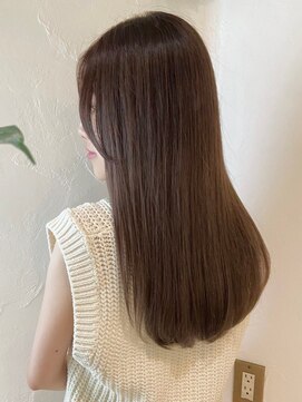 ミロア 薬院(miroa) ミルクティーベージュ　ツヤ髪　ロング　顔周りレイヤー