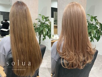 ソルア 上本町(solua)の写真/【上本町】水素トリートメントで柔らかく艶やかに光る絹髪へ-*ブリーチを繰り返した髪でもうる艶な質感に♪