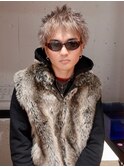 メンズヘア　ブリーチカラー　スパイキーショート　天神大名