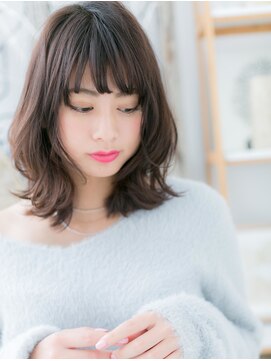 カバーヘア 上尾西口店(COVER HAIR) 斜めバングくびれミディアムレイヤーウルフc6上尾20代30代40代