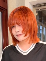 ヲタク(wotaku.)&nbsp;オレンジカラーハイトーンボブウルフダブルカラーケアブリーチ